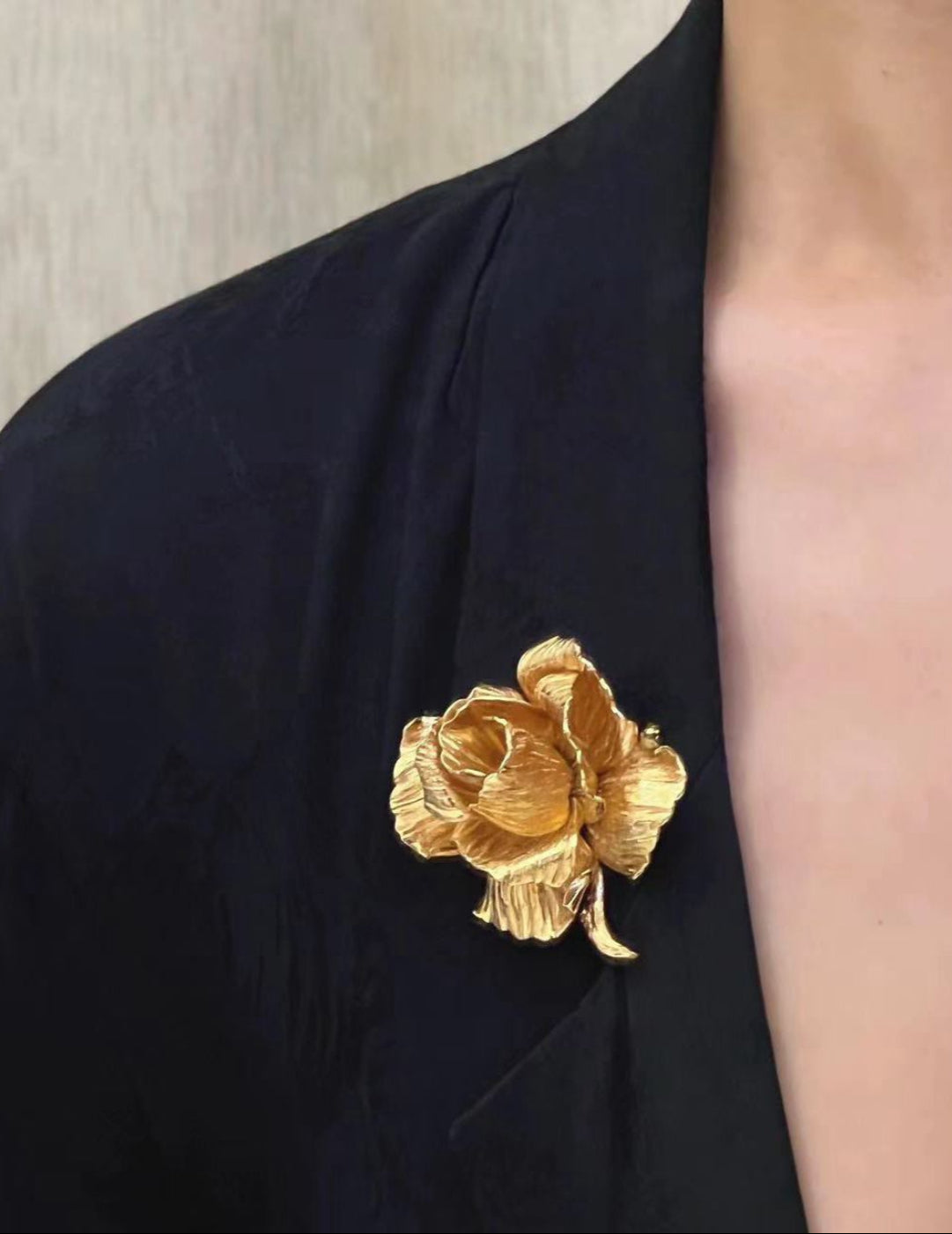 Elegant Golden Rose Brooch gembea jewelry