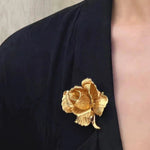 Elegant Golden Rose Brooch gembea jewelry
