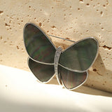 Elegant Gray Mother of Pearl Butterfly Brooch gembea jewelry