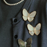 Elegant Gray Mother of Pearl Butterfly Brooch gembea jewelry