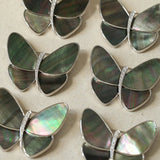 Elegant Gray Mother of Pearl Butterfly Brooch gembea jewelry