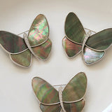 Elegant Gray Mother of Pearl Butterfly Brooch gembea jewelry