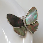 Elegant Gray Mother of Pearl Butterfly Brooch gembea jewelry