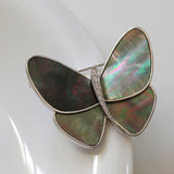 Elegant Gray Mother of Pearl Butterfly Brooch gembea jewelry