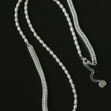 Elegant Long Chunky Chain Splicing Pearl Necklace gembea jewelry