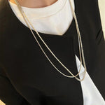Elegant Long Chunky Chain Splicing Pearl Necklace gembea jewelry