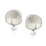 Enamel Flower Pearl Black Agate Earrings gembea jewelry
