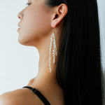 Extra Long Irregular Pearl Drop Earrings gembea jewelry