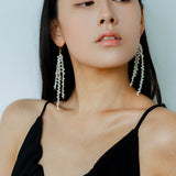 Extra Long Irregular Pearl Drop Earrings gembea jewelry