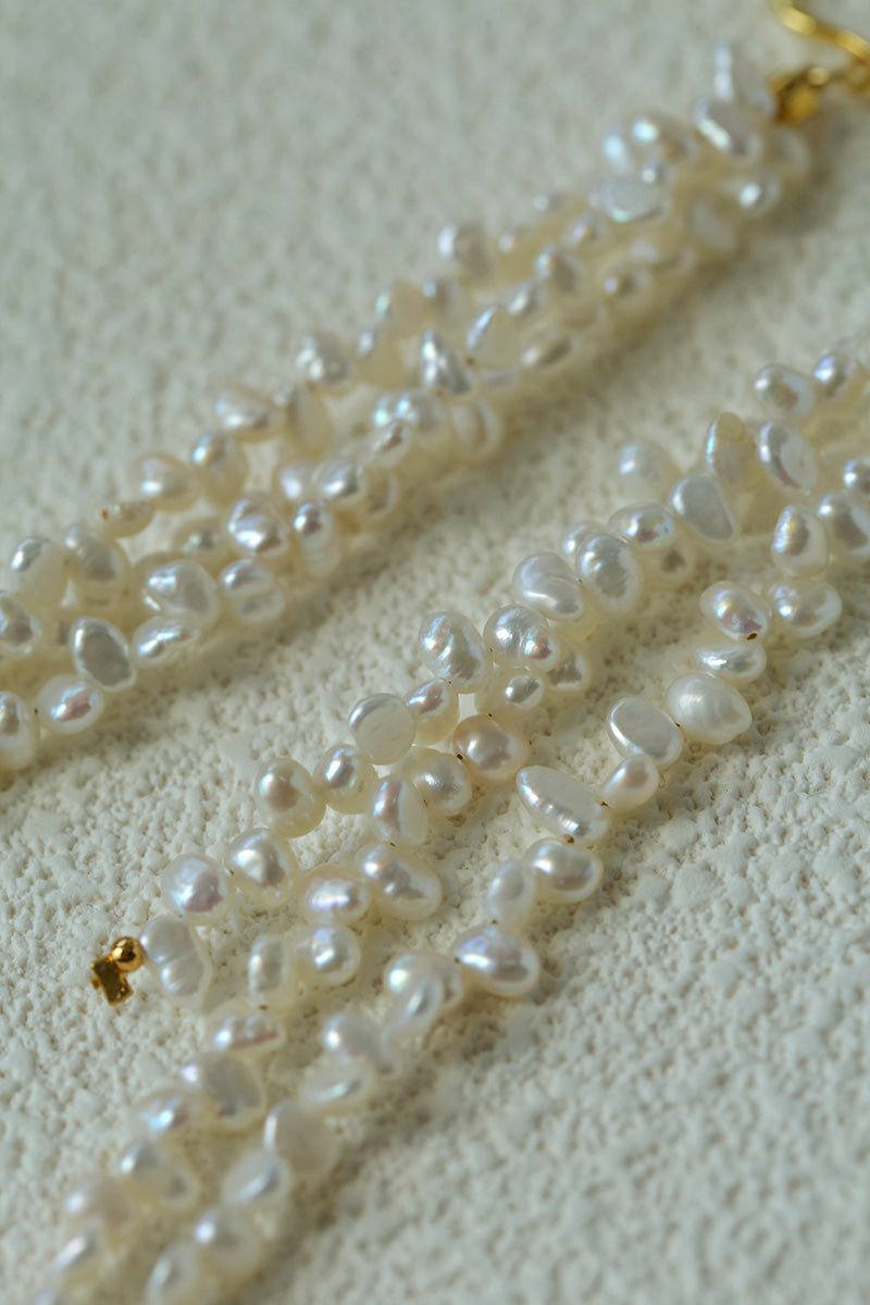 Extra Long Irregular Pearl Drop Earrings gembea jewelry