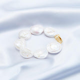 Flat Round Baroque Beaded Pearl Bracelet - Gembea Jewelry