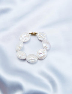 Flat Round Baroque Beaded Pearl Bracelet - Gembea Jewelry