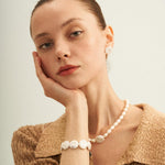 Flat Round Baroque Beaded Pearl Bracelet - Gembea Jewelry