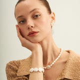Flat Round Baroque Beaded Pearl Bracelet - Gembea Jewelry