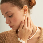 Flat Round Baroque Beaded Pearl Bracelet - Gembea Jewelry