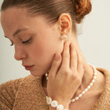 Flat Round Baroque Beaded Pearl Bracelet - Gembea Jewelry