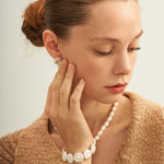 Flat Round Baroque Beaded Pearl Bracelet - Gembea Jewelry
