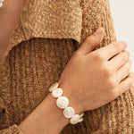 Flat Round Baroque Beaded Pearl Bracelet - Gembea Jewelry