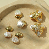 Foil Petals Baroque Stud Earrings - Gembea Jewelry