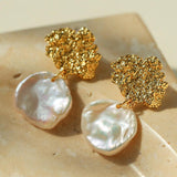 Foil Petals Baroque Stud Earrings - Gembea Jewelry