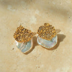 Foil Petals Baroque Stud Earrings - Gembea Jewelry