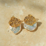 Foil Petals Baroque Stud Earrings - Gembea Jewelry