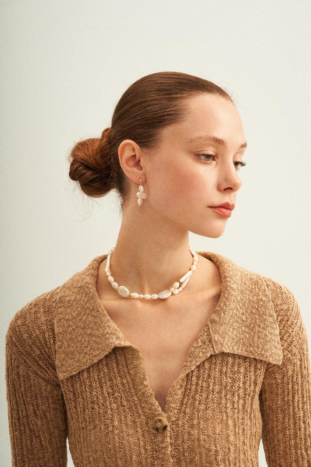 French Style Round Baroque Pearl Choker Necklace - Gembea Jewelry