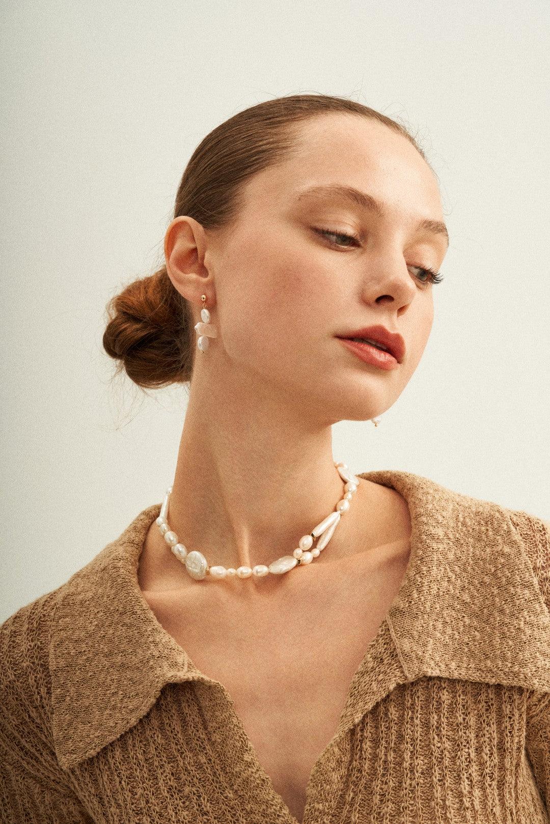 French Style Round Baroque Pearl Choker Necklace - Gembea Jewelry