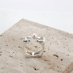 Geometric Square Sterling Silver Pearl Rings - Gembea Jewelry
