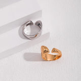 Geometrically Cut Surface Sterling Silver Open Rings - Gembea Jewelry