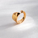 Geometrically Cut Surface Sterling Silver Open Rings - Gembea Jewelry