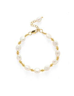 Gold Bean Baroque Pearl Beaded Bracelet gembea jewelry