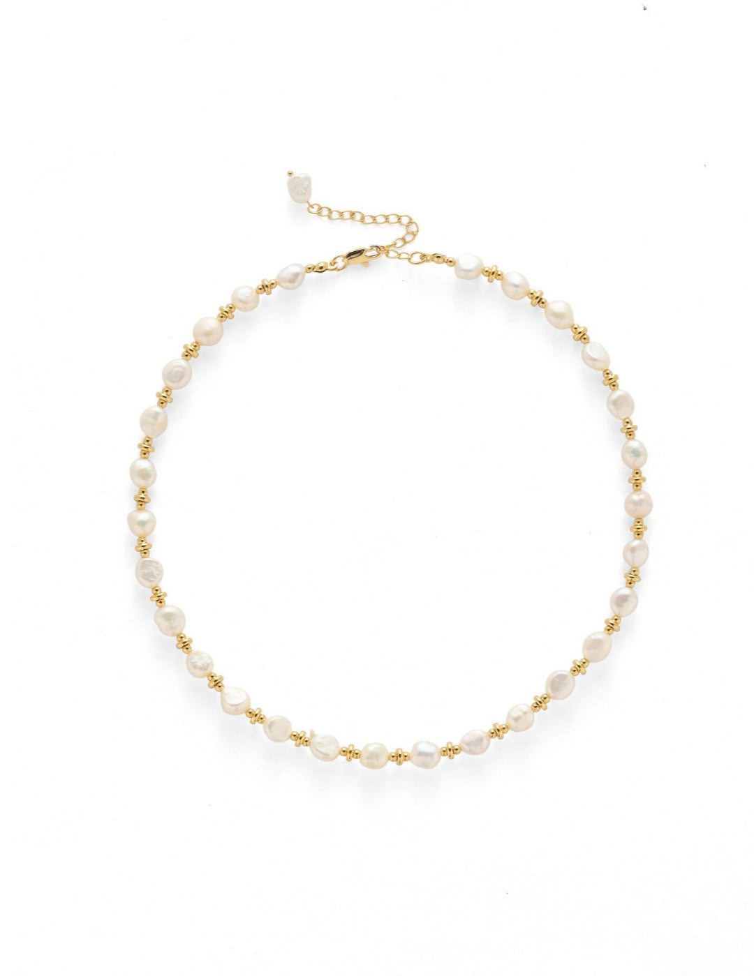 Gold Bean Baroque Pearl Beaded Necklace gembea jewelry