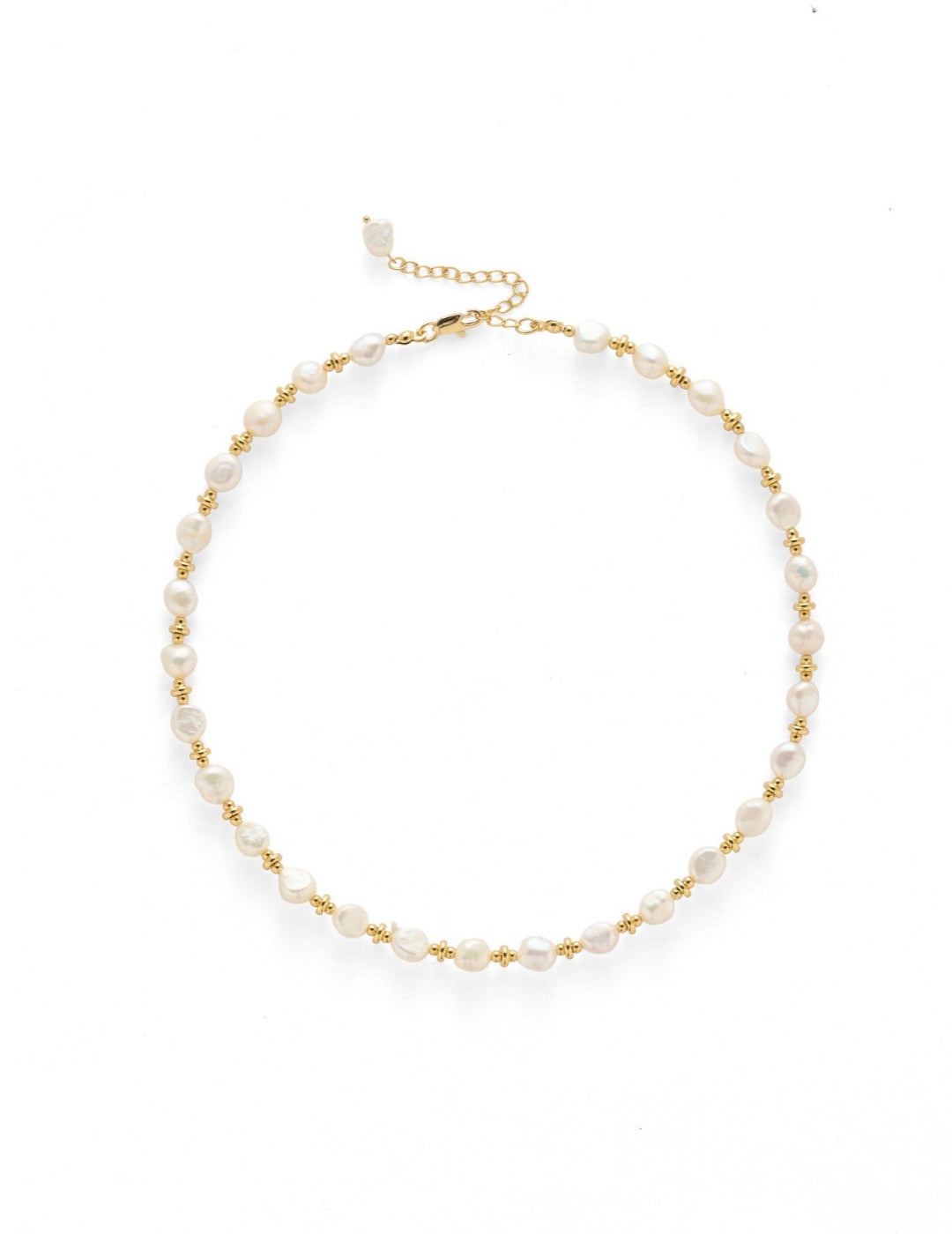 Gold Bean Baroque Pearl Beaded Necklace gembea jewelry