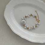 Round Baroque Gold Bean Pearl Bracelet - Gembea Jewelry
