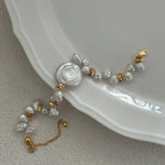 Round Baroque Gold Bean Pearl Bracelet - Gembea Jewelry