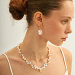 Gold Coin Pendant Baroque Pearl Necklace - Gembea Jewelry