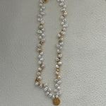 Gold Coin Pendant Baroque Pearl Necklace - Gembea Jewelry