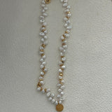 Gold Coin Pendant Baroque Pearl Necklace - Gembea Jewelry