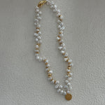 Gold Coin Pendant Baroque Pearl Necklace - Gembea Jewelry