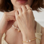Half Shell Pearl Half Sterling Silver Ring - Gembea Jewelry