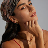 18K Gold Trim Tiger's Eye Earrings - Gembea Jewelry