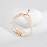 Gold Tube Freshwater Pearl Bracelet - Gembea Jewelry