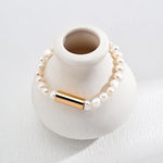 Gold Tube Freshwater Pearl Bracelet - Gembea Jewelry
