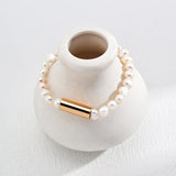 Gold Tube Freshwater Pearl Bracelet - Gembea Jewelry