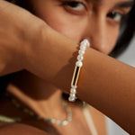 Gold Tube Freshwater Pearl Bracelet - Gembea Jewelry