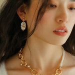 Golden Bough Natural Baroque Pearl Earrings - Gembea Jewelry