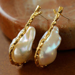 Golden Bough Natural Baroque Pearl Earrings - Gembea Jewelry