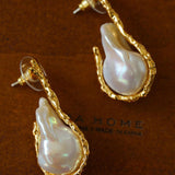 Golden Bough Natural Baroque Pearl Earrings - Gembea Jewelry