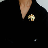 Golden Ginkgo Biloba Leaf Brooch gembea jewelry